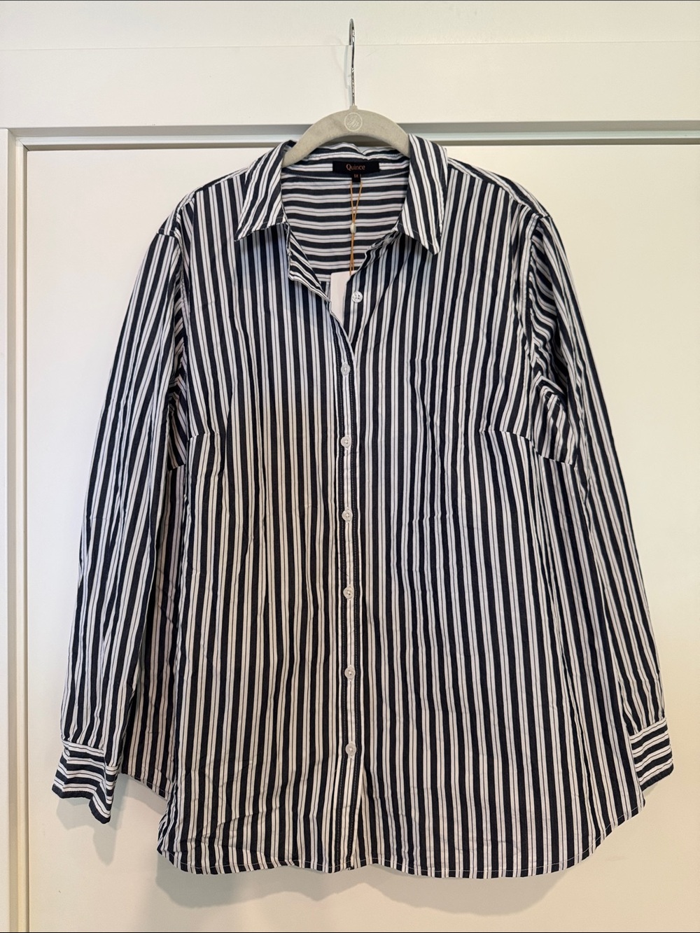 Quince Organic Cotton poplin Long Sleeve Shirt Hudson Stripe Size 1X